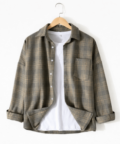 áo kaki nam xanh rêu basic