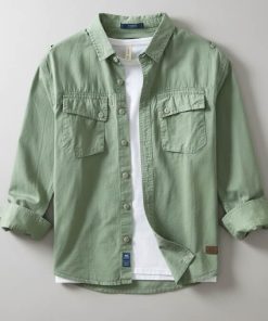 áo nam kaki xanh rêu