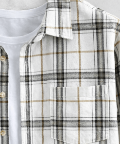 Áo nam kaki sọc đen trắng đơn giản