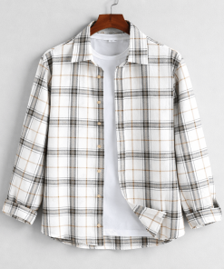 Áo nam kaki sọc đen trắng đơn giản